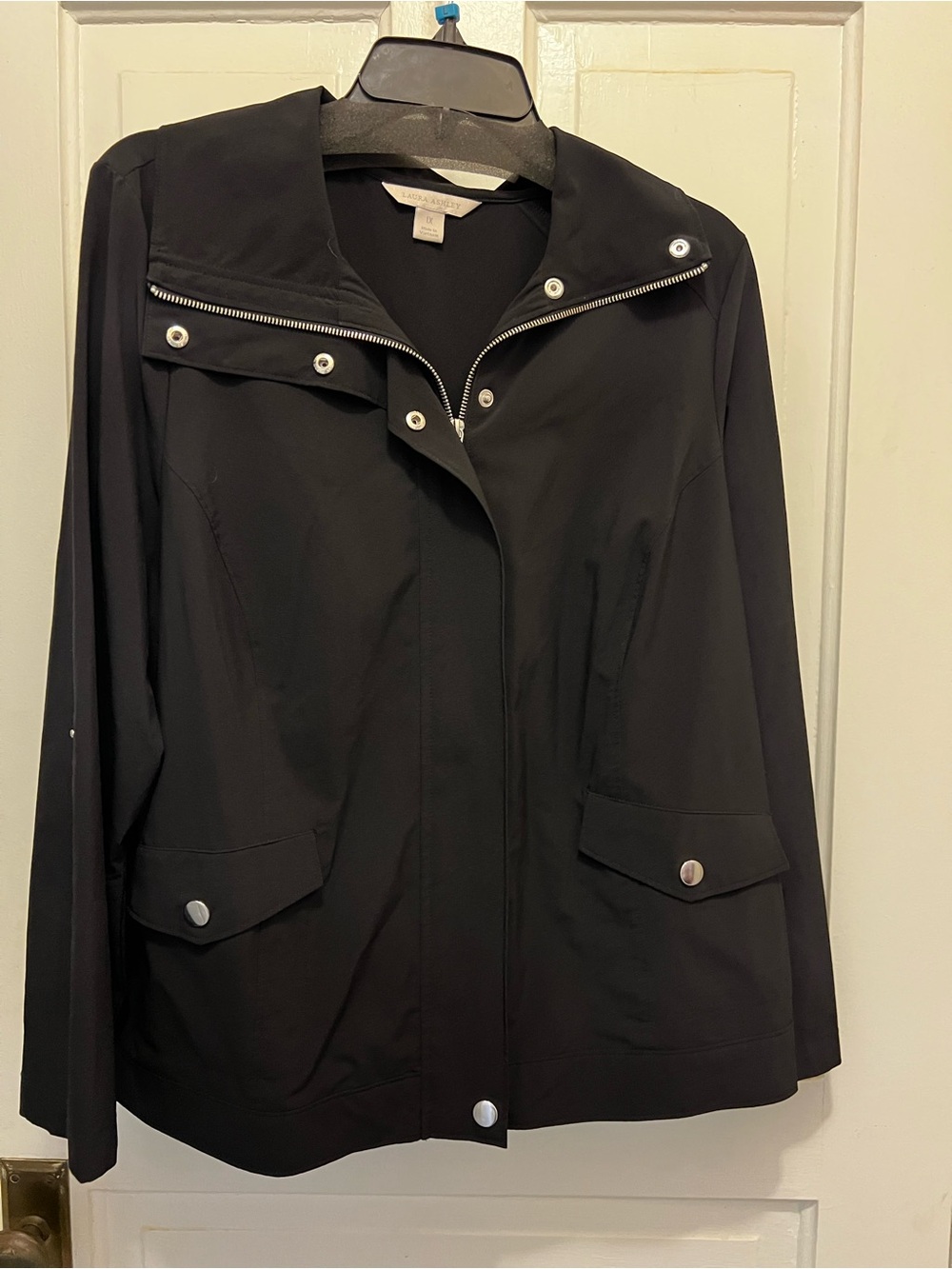 Laura Ashley Black Utility Jacket with Snap Pockets